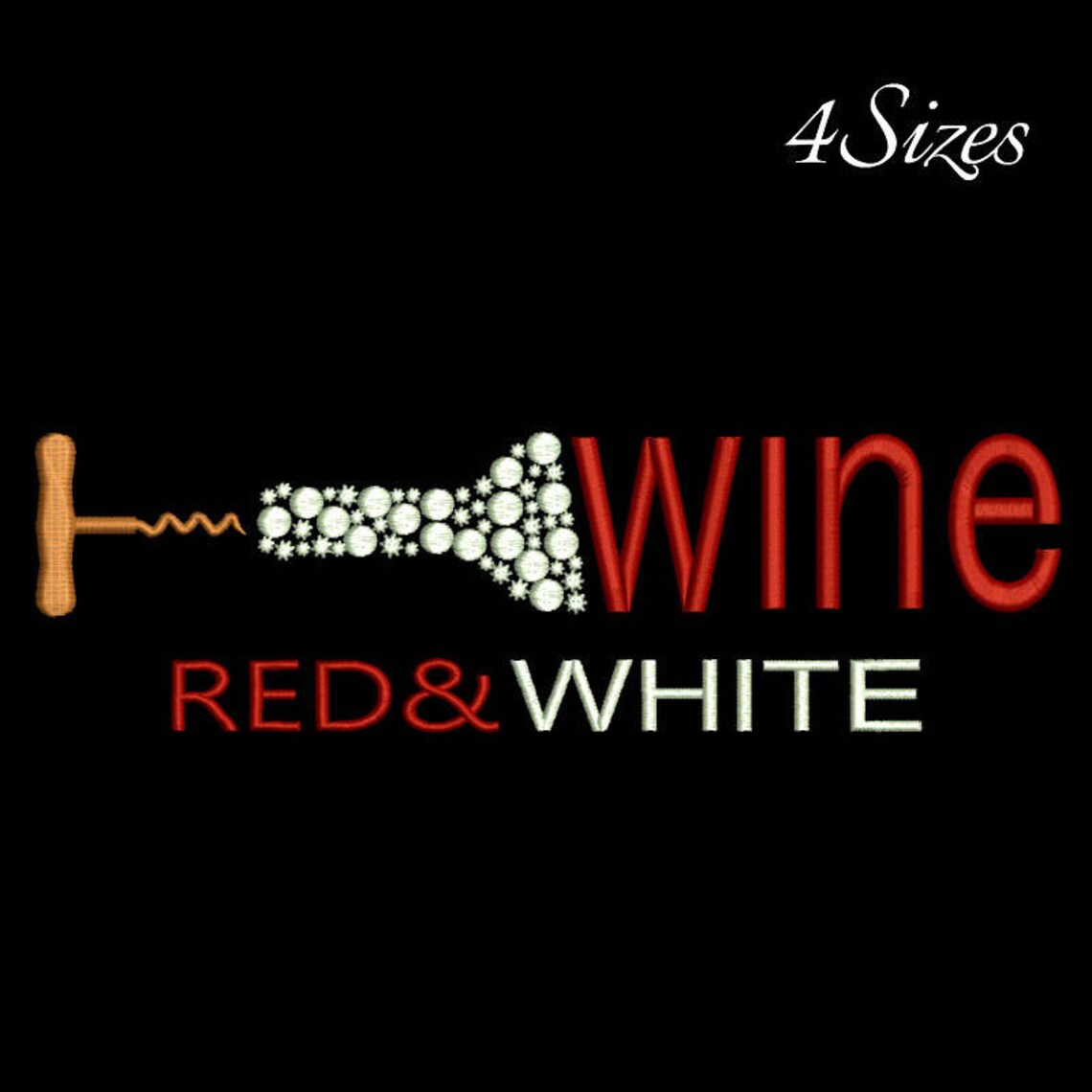 Wine Embroidery Machine Design Kitchen Digital Wine Glass Etsy