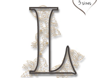 Monogram embroidery machine design L letter pes files digital instant download pattern in the hoop file t-shirt designs