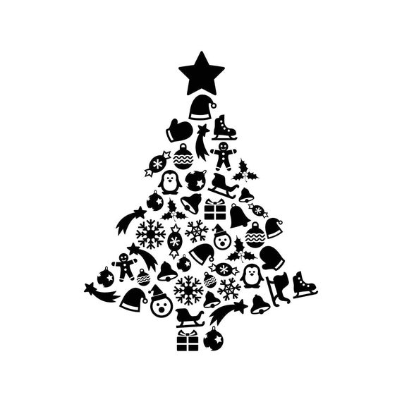 Christmas Tree Icons Graphics SVG Dxf EPS Png Cdr Ai Pdf Vector Art Clipart instant download Digital Cut Print File Cricut Il_570xn