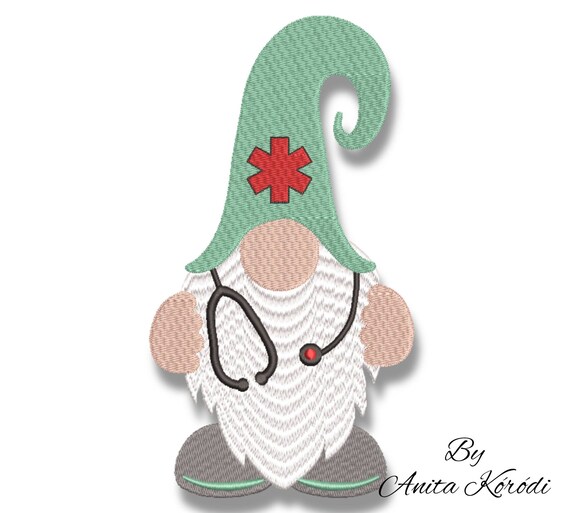 Medical gnome embroidery machine designs nurse doctors instant digital download pattern pes file 03 Il_570xn