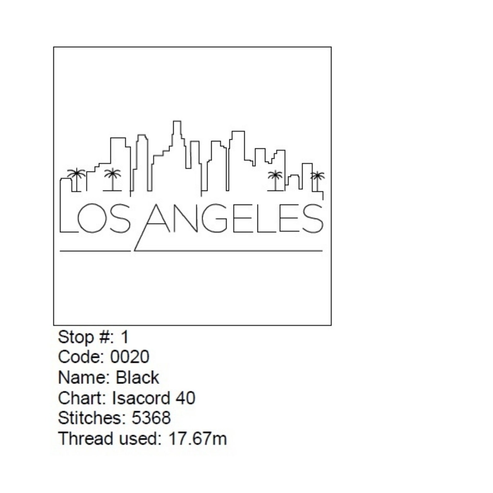 Los Angeles Skyline Embroidery Machine Designs Etsy