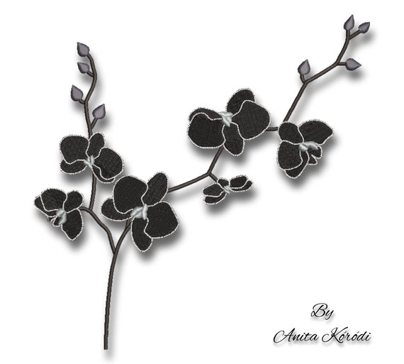 Orchid branch embroidery machine design digital instant download pattern hoop pes file t-shirt Il_570xn