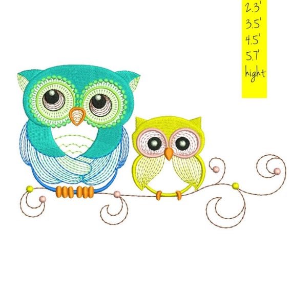 Owl Embroidery Machine Designs Birds animal pattern digital instant kids baby kindergarten nursery design t-shirt designs in the hoop file Il_570xn