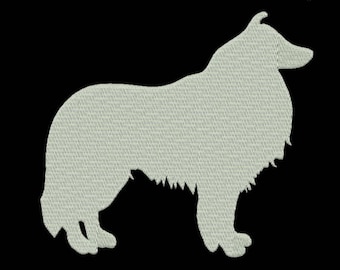 Border Collie silhouette embroidery machine design animal digital instant download pattern hoop file t-shirt fill stitch designs