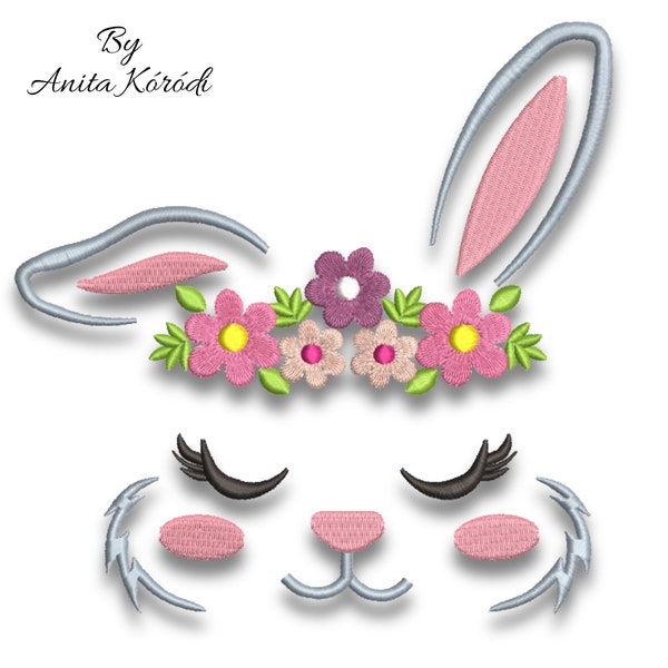 Embroidery Machine Designs Bunny face girl easter pattern digital instant download kids baby nursery design pes in the hoop file