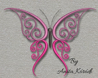 Butterfly embroidery machine design Pe pes file digital instant download pattern
