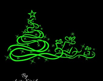 Christmas tree machine embroidery design pes instant digital download pattern gift holiday designs hoop file