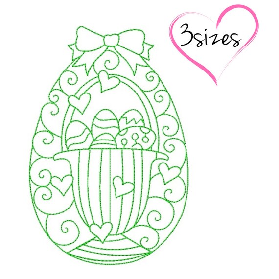 Embroidery Machine Designs Easter Egg redwork pattern digital instant download kids baby nursery design pes t-shirt in the hoop file Il_570xn