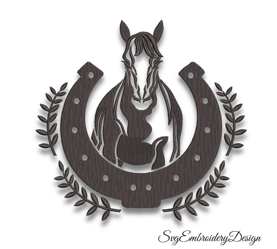 Horse Embroidery Machine Design Horseshoe Pes Animal Digital Etsy