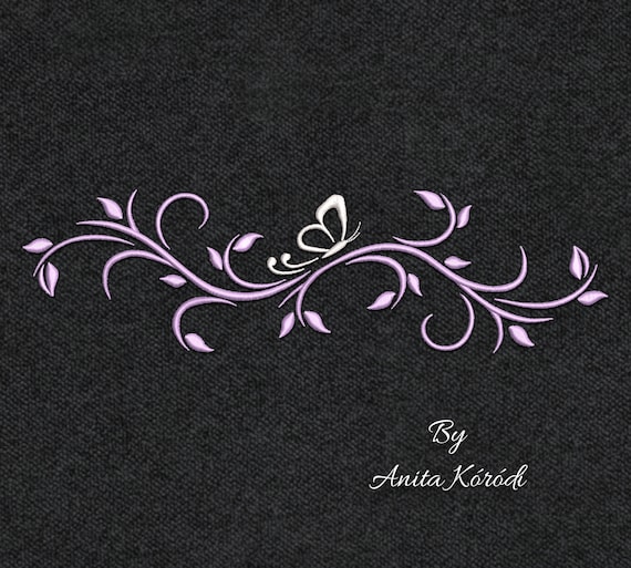 Flower with butterfly Embroidery Design For Machine Pes ornament digital instant download Il_570xn