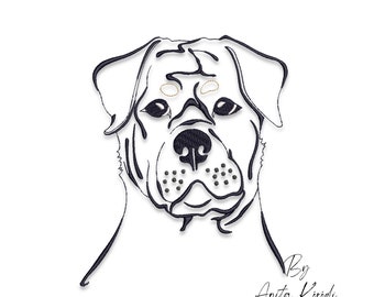 Rottweiler embroidery machine design dog animal digital instant download pattern hoop pes file t-shirt outline designs