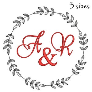 Wedding vintage embroidery machine designs circle monogram frame instant digital download font marriage towel design hoop file image 1