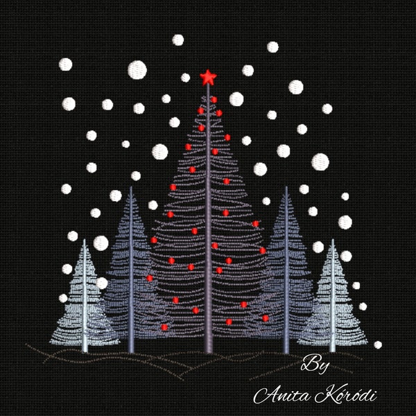 Pine machine embroidery design christmas firry forest pine tree christmas instant digital download pes pattern