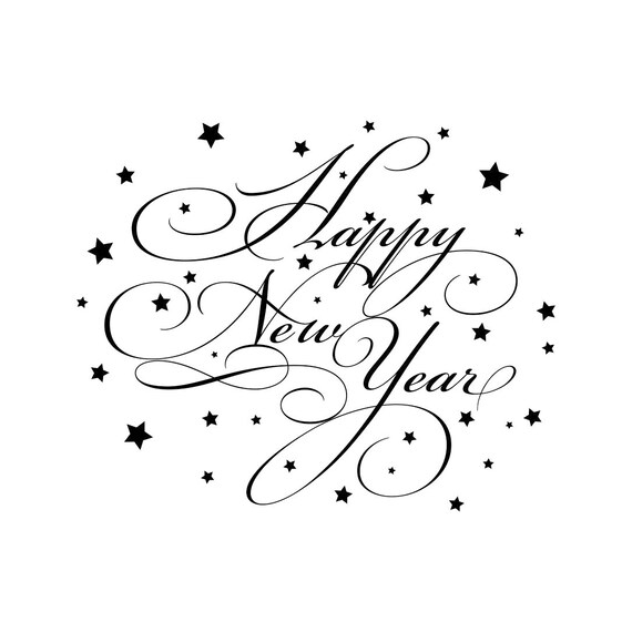 Happy New Year Party Clipart Black And White