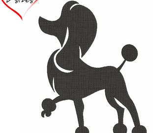 Poodle Embroidery Machine Designs pes files silhouette animal pattern digital instant design t-shirt towel dog design in the hoop file puppy