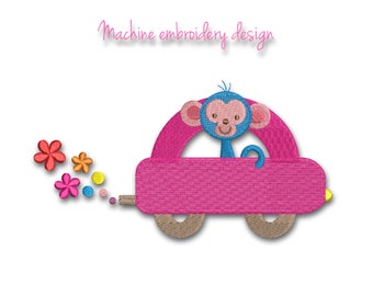 Embroidery Machine Design Monkey Pes Instant Digital Car Pattern Baby