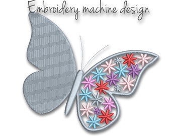 Butterfly embroidery machine design flowers pes file digital instant download pattern