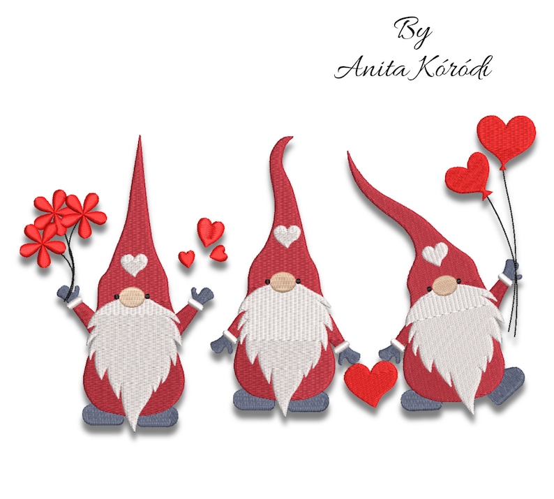 Love gnomes embroidery machine designs valentine pes pattern  etsy