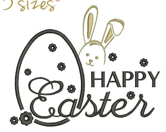 Embroidery Machine Designs Happy Easter Bunny pattern digital instant download kids baby nursery design pes t-shirt in the hoop file