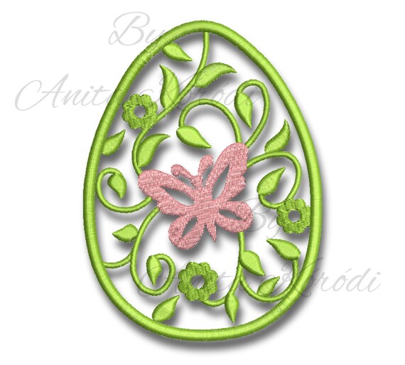 Ornate egg embroidery machine designs easter bunny pattern digital instant download pes Il_570xn