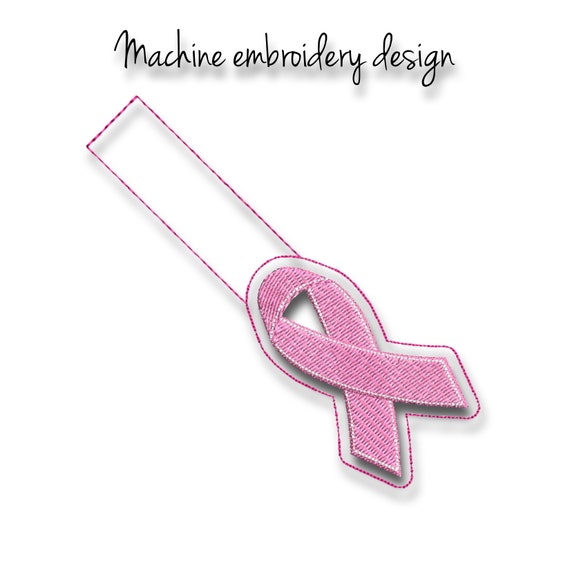 Awareness Ribbon Breast Cancer Snap Tab Key Fob Machine Embroidery Design In The Hoop By