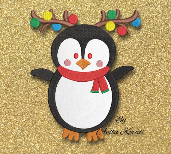Penguin Embroidery Machine design Pes Christmas Applique Instant Digital Download Pattern Holiday Il_570xn