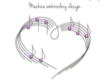 Machine embroidery designs Valentine's day music wedding pattern heart marrried instant digital download pes file love design hoop