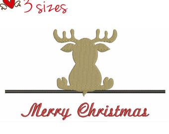 Christmas deer machine embroidery design Merry Christmas instant digital download pattern holiday designs in the hoop file towel pes files