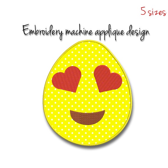 Emoji applique Embroidery Machine Design easter egg digital instant download pattern hoop file t-shirt smiley emoticon smiley Il_570xn