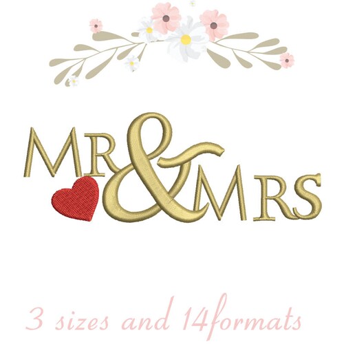 MR & MRS Arrows Wedding Embroidery Design Instant Download Etsy