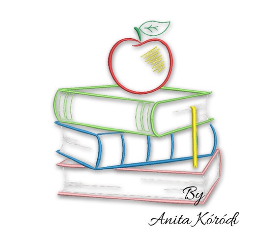 Embroidery machine designs back to school books kindergarten instant download hoop pes file Il_570xn