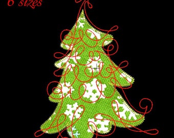 Christmas tree applique machine embroidery design designs instant digital download pattern gift holiday designs hoop file towel in the hoop