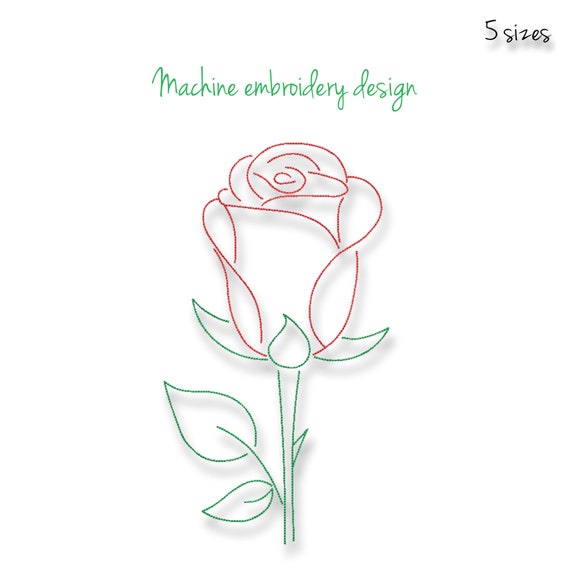 Rose Embroidery Machine Design Outline Flowers designs bloom digital instant download ornate pattern pes hoop file Il_570xn