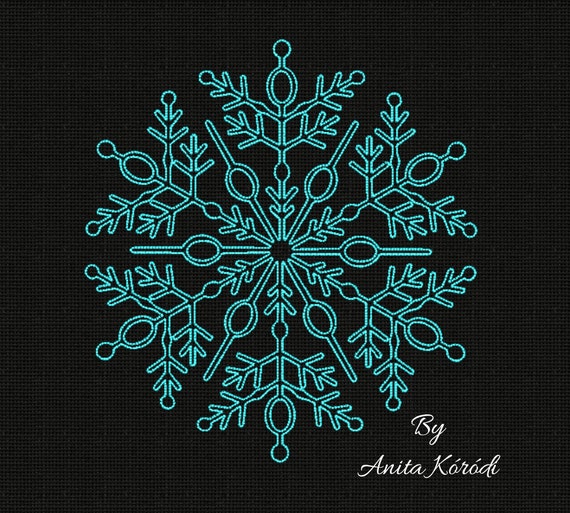 Snowflake embroidery machine designs winter pes digital instant download pattern hoop file Il_570xn