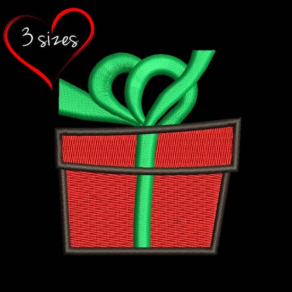 Gift box machine embroidery design Christmas pes files designs instant digital download pattern holiday designs in the hoop file towel Il_570xn