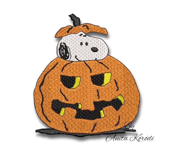 Snoopy Embroidery Machine Designs Pumpkin Halloween pes file digital instant download pattern hoop file t-shirt Il_570xn