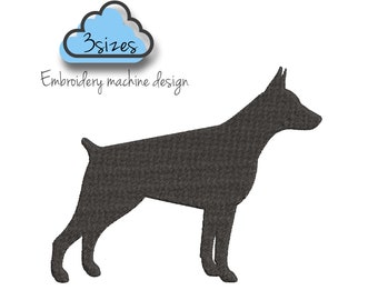 Machine embroidery designs Dobermann silhouette dog animal digital instant download pattern hoop pes file