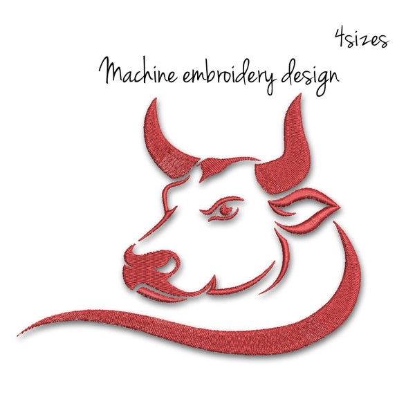 Bull Embroidery Machine Design pes file animal digital instant download pattern hoop