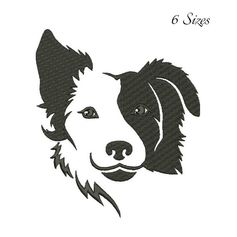 Border collie embroidery machine designs animal pattern  etsy