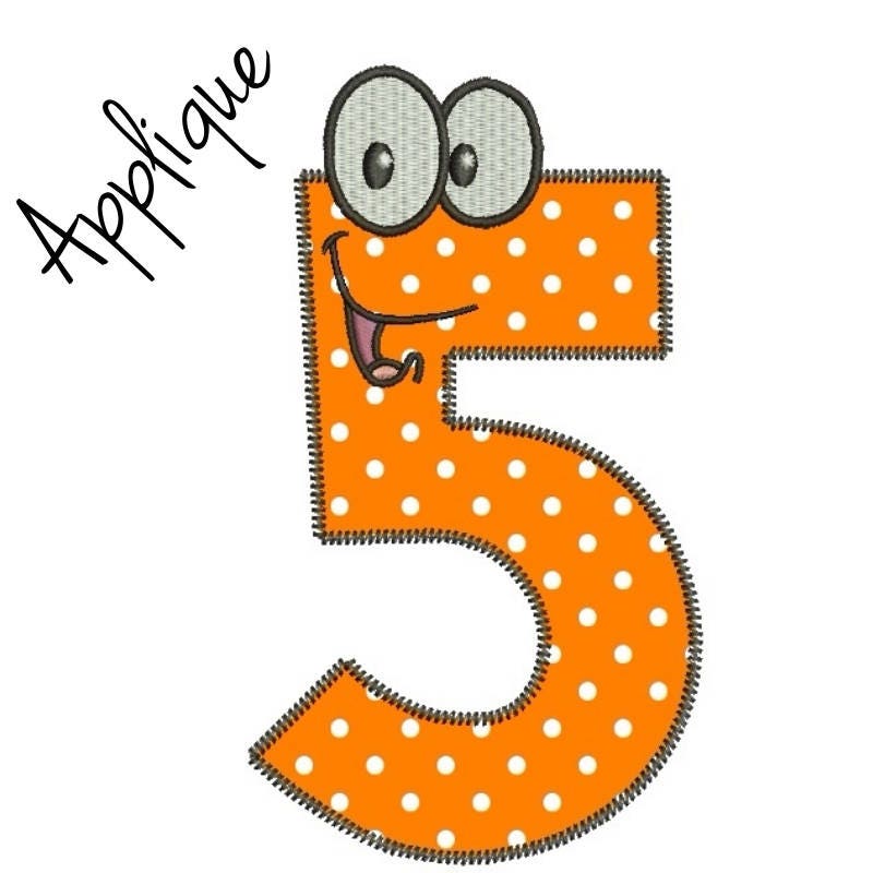 Number 5 machine embroidery applique design five birthday kids  etsy Number 5 machine embroidery applique design five birthday kids  etsy