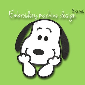 Peanuts dog applique machine embroidery pe design cartoon pes instant digital download pattern