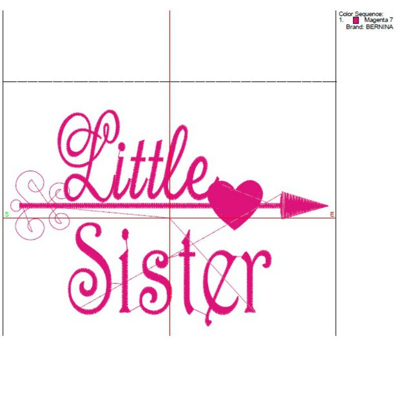 Little sister embroidery design new baby machine designs digital instant download pattern hoop file t-shirt nursery kindergarten heart image 3