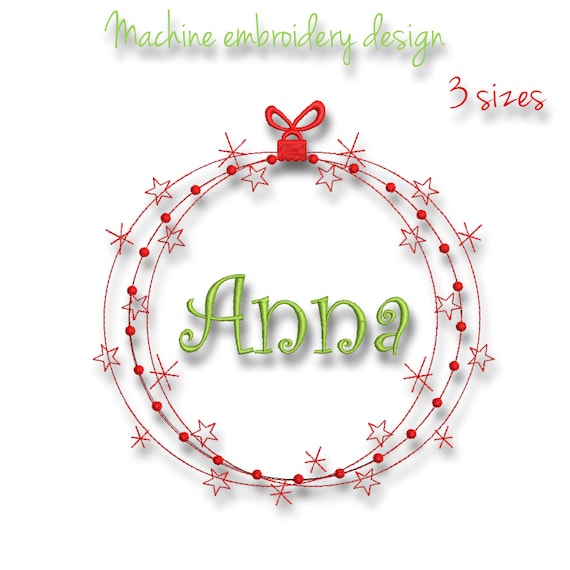Christmas Circle Frame Embroidery Machine Designs Font Digital Etsy