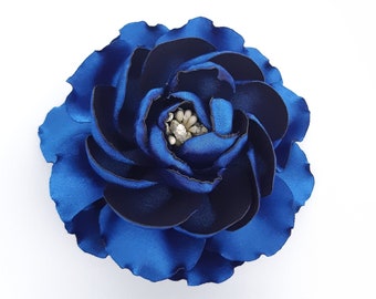 Fabric brooch for women, floral motif, blue color, handmade, hair clip for wedding, parties, gift for her, Valentine's Day