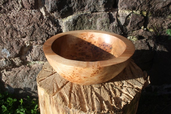 Burr elm's wild, knotted grain makes every bowl a one-of-one — this is the kind of hand-turned piece woodworkers' collectors actually seek out.