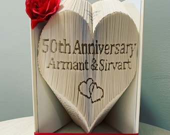 50th Anniversary Gift Folded Book Art Personalized