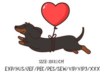 Cute Dachshund embroidery file