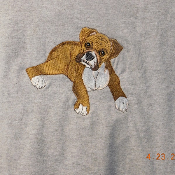 New Boxer puppy embroidered t-shirt add name for free