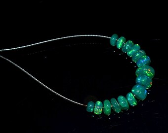 AA Grade Tanzanian Opal Plain Rondelle 4-5.5mm Green Beads