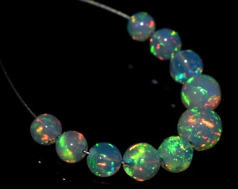 Natural Ethiopian welo opal smooth round balls necklace natural opal round balls,opal balls necklace:bo12 6x3mm